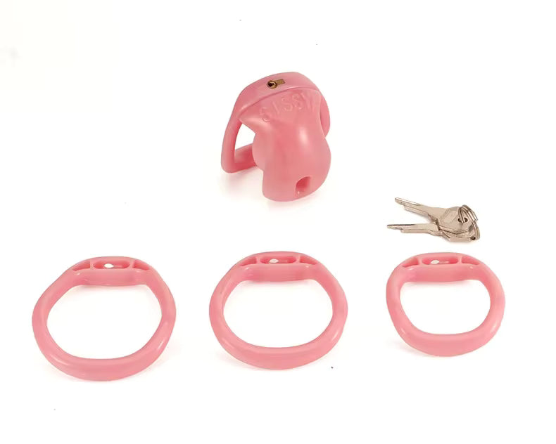 SimpleRick Keuschheitsvorrichtung mit 4 Penisringen im 2er Set, aus Edelstahl, inklusive Befestigung und Komfortdesign.