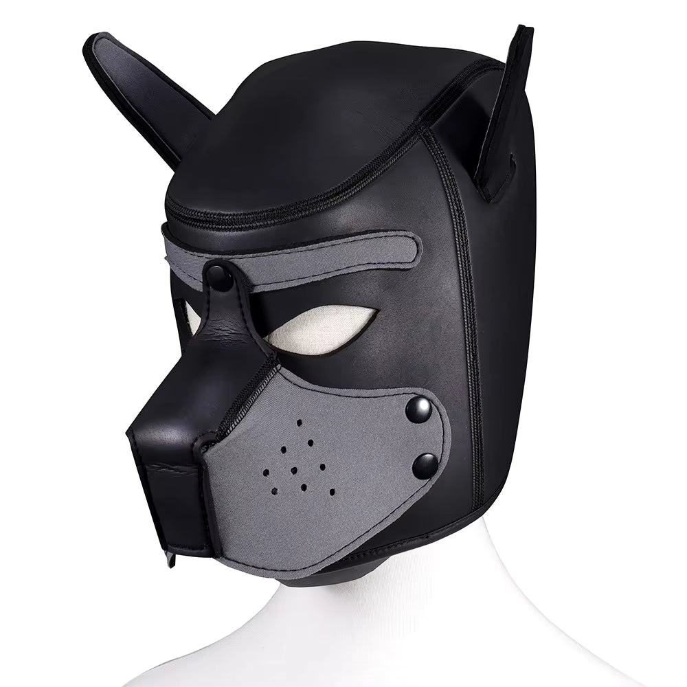 Hochwertige Sexspiel-Hundemaske aus Neopren und Leder von SimpleRick, für Männer und Frauen, Fetisch-Look, bequemes Sexspielzeug