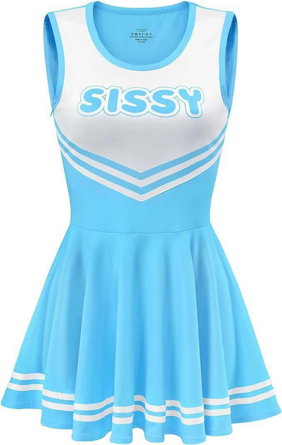 Buntes Cheerleader Sissy Kleid von SimpleRick mit Röcke, Top und Pompons, ideal für Kostümpartys und Cosplay.