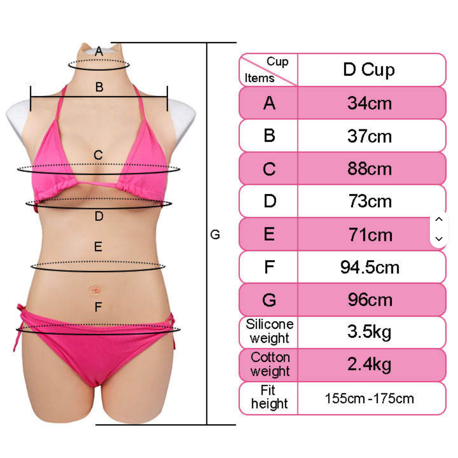 Silikon-Bodysuit von SimpleRick mit Brustimplantaten für Männer zu Frauen, inklusive künstlicher Vagina, für Crossdresser und Transgender.