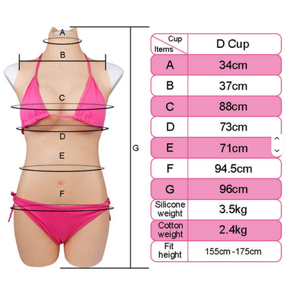 Silikon-Bodysuit von SimpleRick mit Brustimplantaten für Männer zu Frauen, inklusive künstlicher Vagina, für Crossdresser und Transgender.