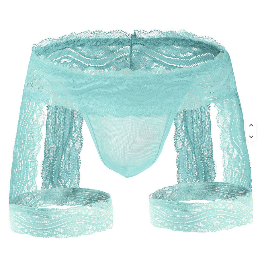 Schwarze Sexy Dessous für Männer von SimpleRick, Spitzenunterwäsche mit Tanga-Design und erotischen Details.