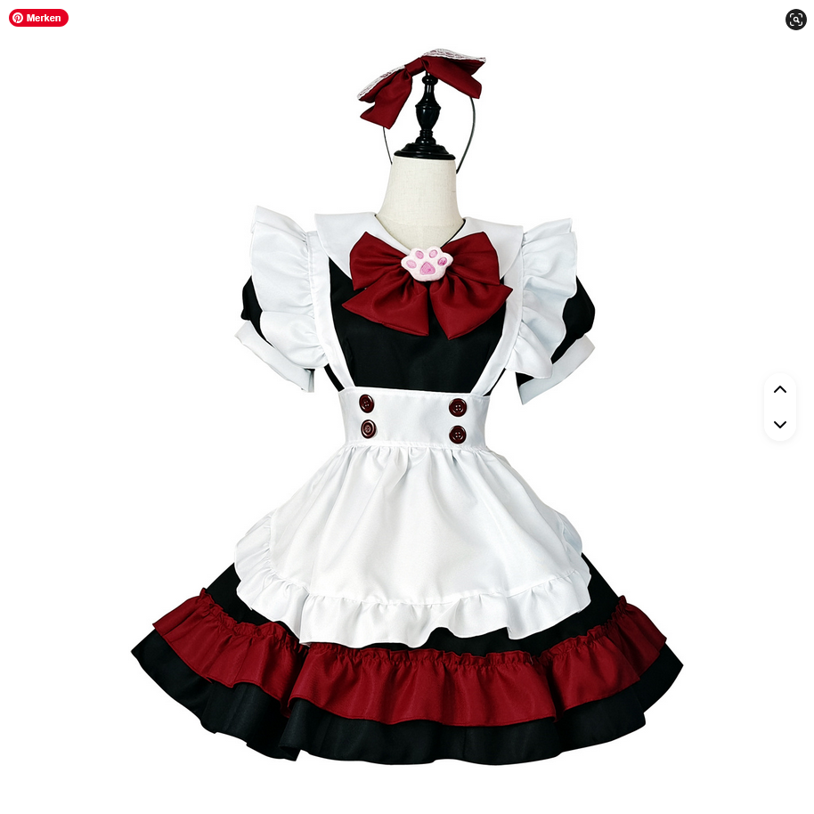 Plus-Size Gothic-Maid-Kostüm von SimpleRick mit schwarzer Lolita-Schürze, großem Schleife und eleganter Gothic-Details.