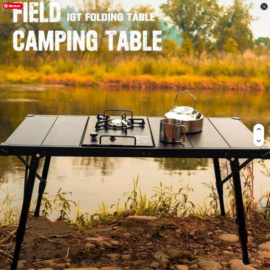 Klappbarer Outdoor-Küche Tisch von SimpleRick, tragbar und ideal für Camping, Wandern und Angeln, mit abnehmbarem Esstisch.