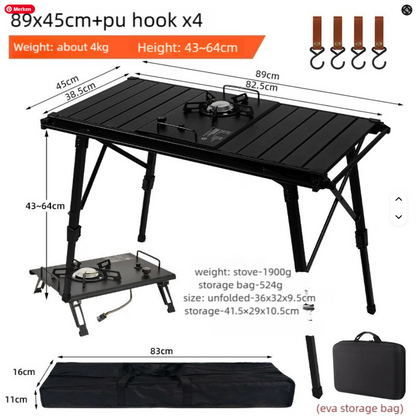 Outdoor-Küche von SimpleRick, klappbarer tragbarer Camping-Tisch mit abnehmbarem Tisch für Wandern und Angeln.
