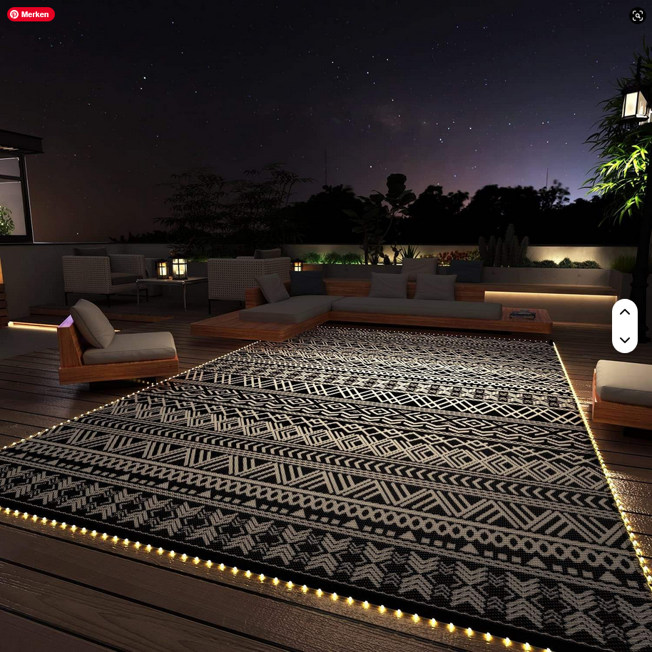 LED-beleuchtete Outdoor-Camping-Matte von SimpleRick, wasserdichtes, wendbares Kunststoff-Teppich für Wohnmobil und Veranda.