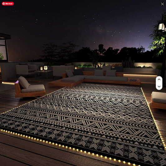 LED-beleuchtete Outdoor-Camping-Matte von SimpleRick, wasserdichtes, wendbares Kunststoff-Teppich für Wohnmobil und Veranda.