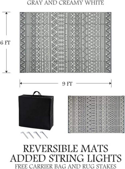 LED-beleuchtete Outdoor-Camping-Matte von SimpleRick, wendbar, wasserdicht, ideal für Wohnmobile, Terrassen und Veranden