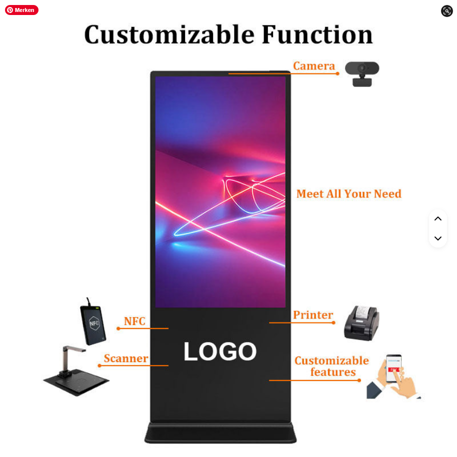 Werbestele von SimpleRick, 55 Zoll, Windows, Android, mit und ohne Touchscreen, digitaler Werbe- und Digital Signage-Player