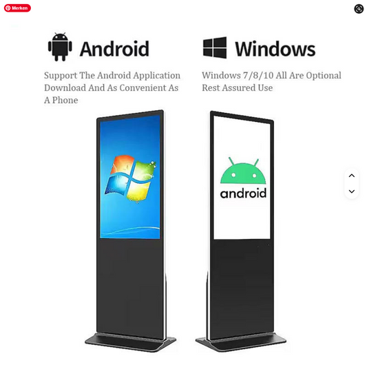 Werbestele von SimpleRick, 55 Zoll, Windows und Android, mit Touchscreen, digitaler Werbeplayer, dünnes LCD, bodenstehend