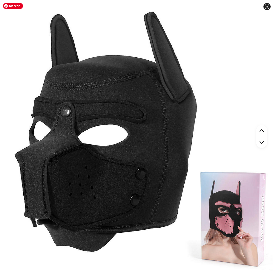 Neopren-Hundemaske für BDSM, Fetisch-Leder, für Männer und Frauen, von SimpleRick, mit Bondage-Design und Peitschen-Details