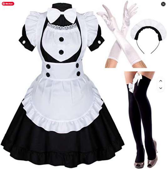 Schwarzes, rotes, blaues und lila Dienstmädchen-Kleid von SimpleRick mit Rüschen und fluffigem Design für Cosplay und Lolita-Charaktere