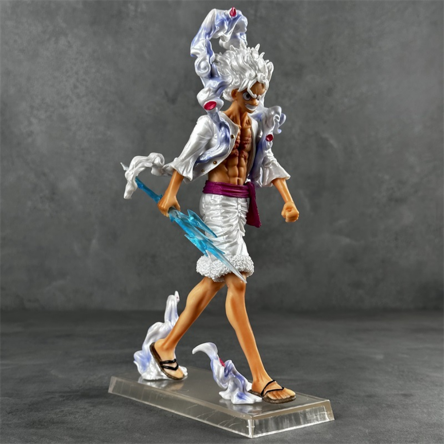 Detailaufnahme der Monkey Nika Luffy Figur von SimpleRick, japanische Anime-Statue aus PVC, Sammlerstück, Gear 5 Design