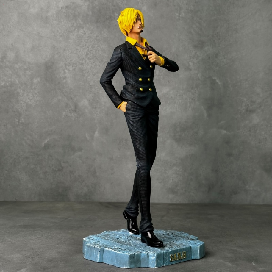 One Piece Sanji Figur, SimpleRick, in schwarzem Anzug, PVC-Statue, detailreiche Sammlerfigur für Fans von Anime und Manga.