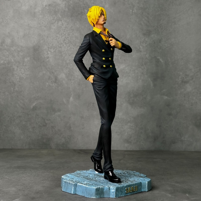 One Piece Sanji Figur, SimpleRick, in schwarzem Anzug, PVC-Statue, detailreiche Sammlerfigur für Fans von Anime und Manga.