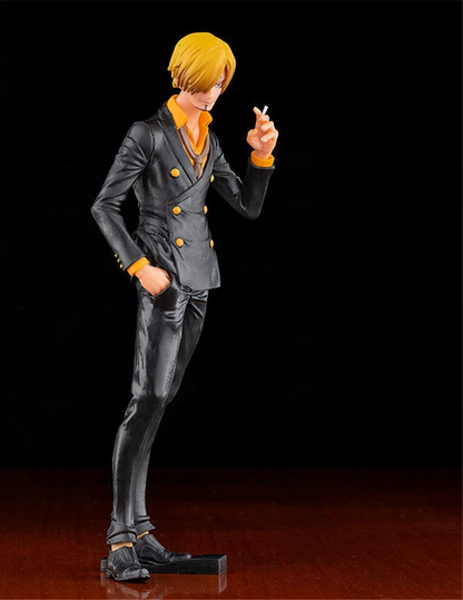Sanji rauchende Figur in schwarzer Kleidung von SimpleRick, detailreiche Cartoon-Umweltfreundliche PVC-Puppe, One Piece Actionfigur