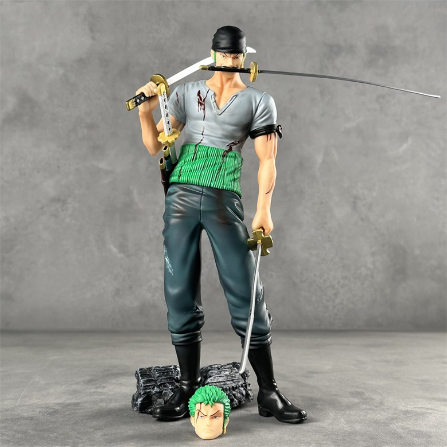 Einschichtige Roronoa Zoro PVC-Anime-Figur von SimpleRick, Blood Battle Version, doppeltköpfig, detaillierte Manga-Statue.