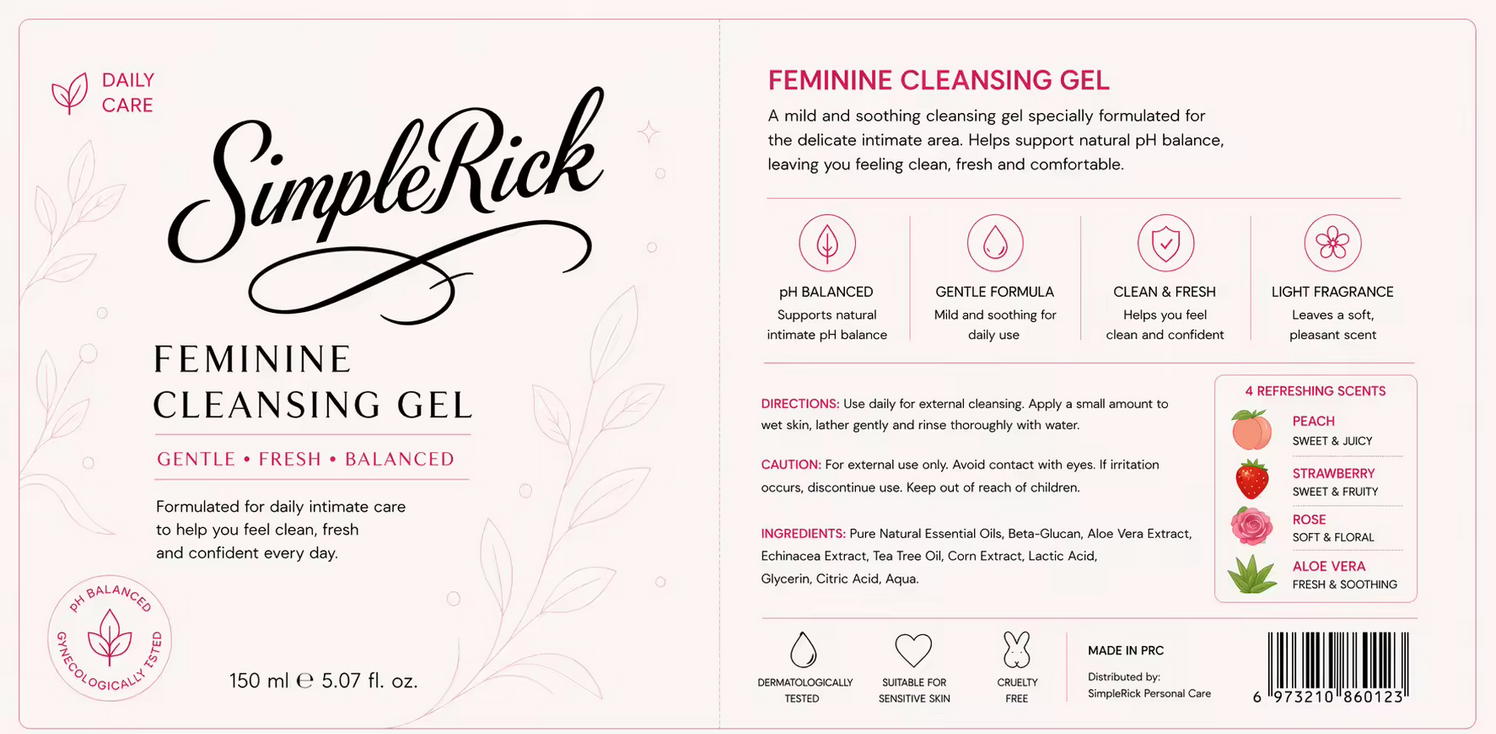 Aloe Vera Damen Intimwaschgel von SimpleRick, flüssiges Gel in praktischer Verpackung für tägliche Pflege und Frische