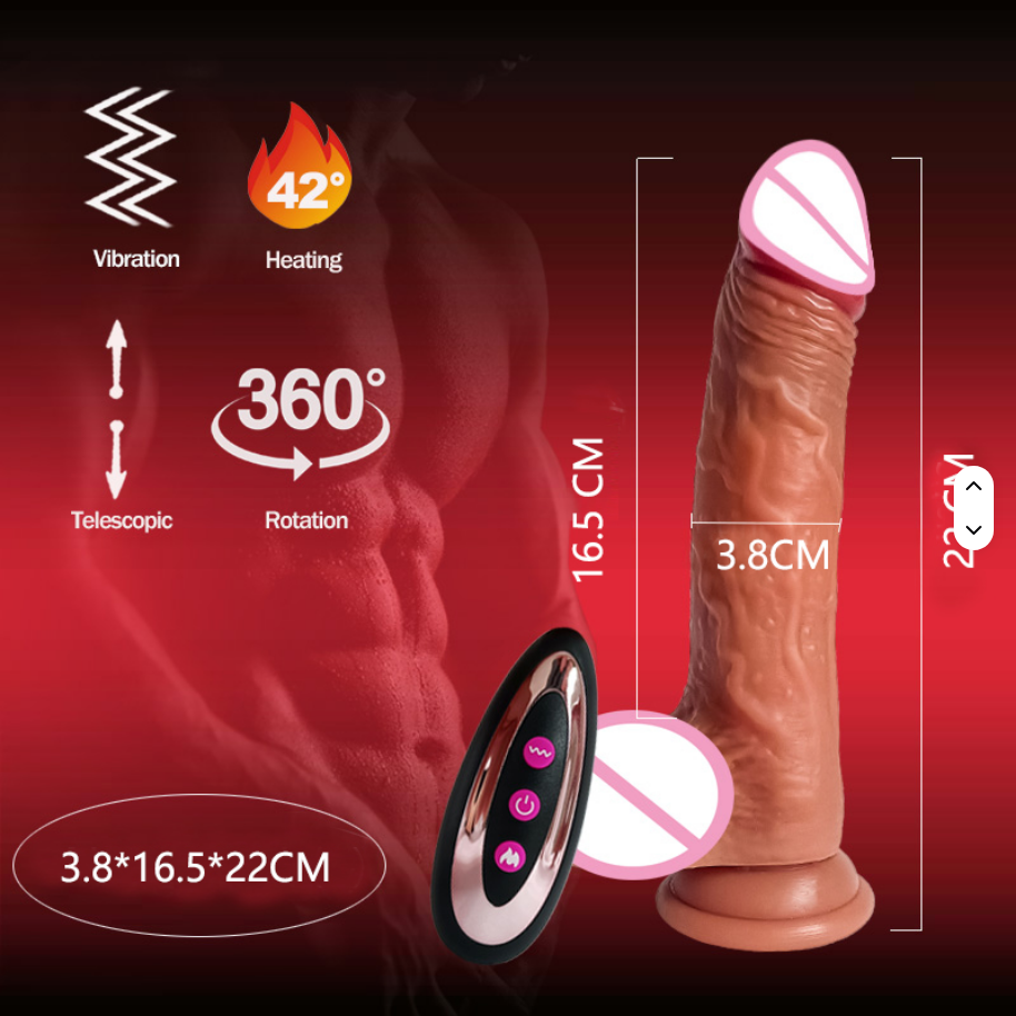 Beheizbarer, naturgetreuer 22,5 cm Dildo von SimpleRick, realistische Form, ferngesteuert für intimen Genuss und Analspiel.