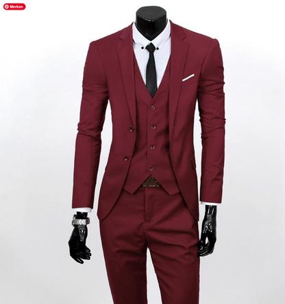 Maßgeschneiderter High Class Herren Businessanzug von SimpleRick, 3-teilig mit Jacke, Weste und Hose, slim fit, knitterfrei.