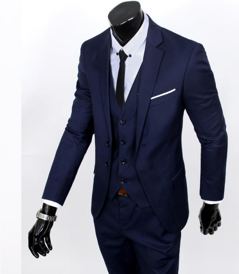 Maßgeschneiderter High Class Herren Businessanzug von SimpleRick, 3-teilig mit Jacke, Weste und Hose, knitterfrei und atmungsaktiv
