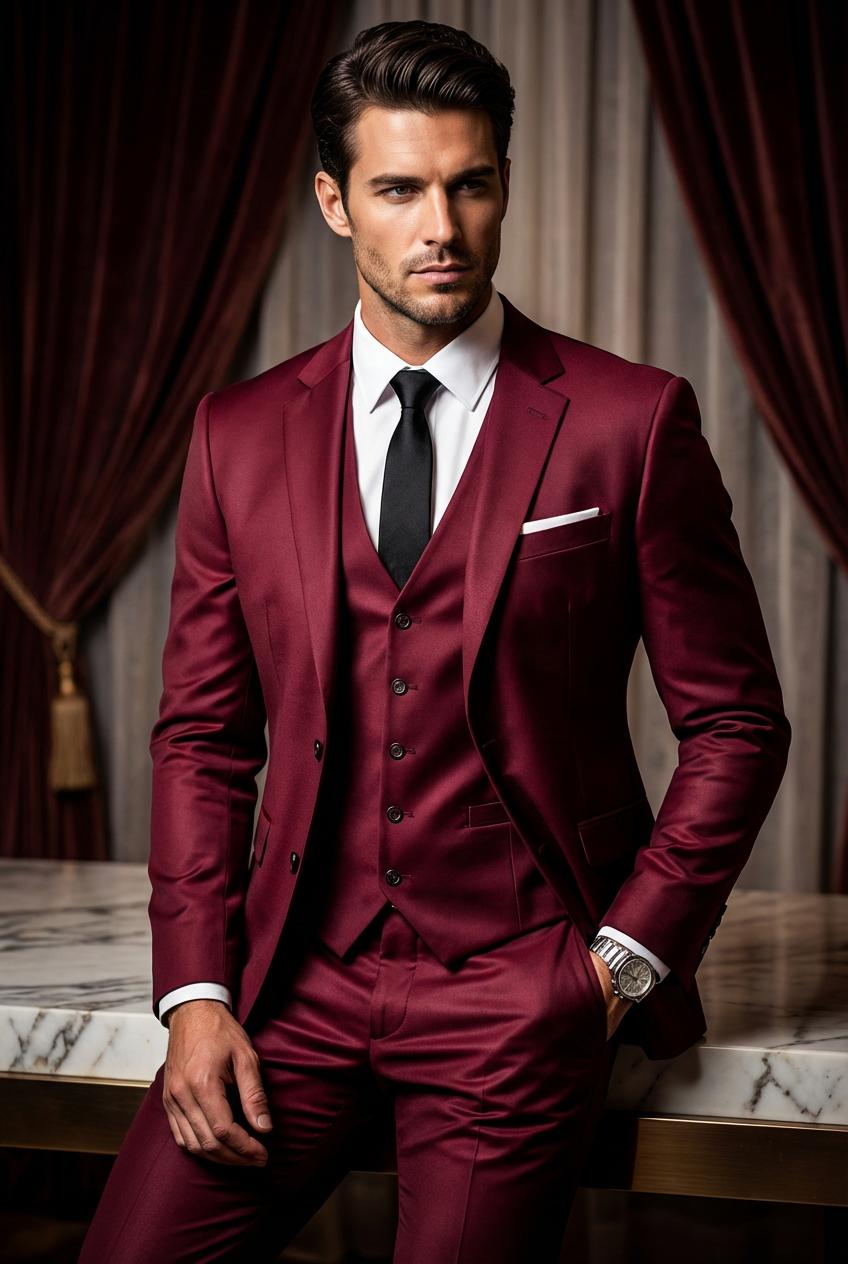 Maßgeschneiderter High Class Businessanzug für Herren von SimpleRick, 3-teilig, mit Jacke, Weste und Hose, elegant und perfekt sitzend