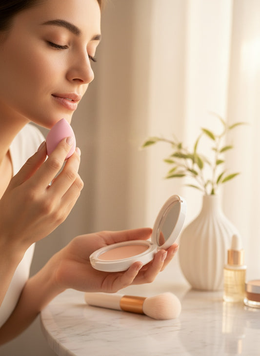 Vier pinke Beauty Blender Make-up Schwämme von SimpleRick, weiche und runde Make-up Pinsel für ein gleichmäßiges Make-up.