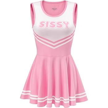 Cheerleader Sissy Kleid von SimpleRick, pinkes Kostüm mit pomponartigen Accessoires, für Kostümpartys und Cosplay.