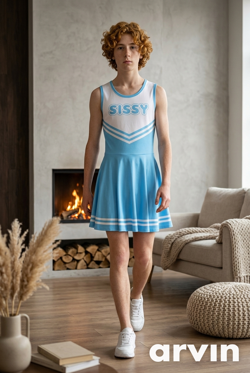 Cheerleader Sissy Kleid von SimpleRick, rotes Kostüm mit weißen Akzenten, perfekt für Karneval oder Kostümpartys